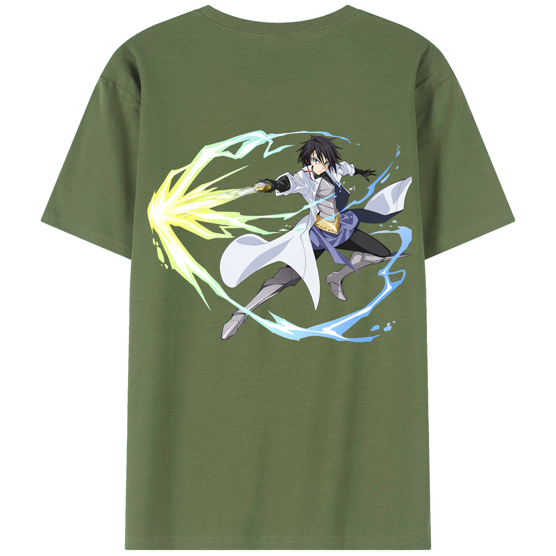 （画像用） 転スラ Regarding Reincarnated to Slime 綿100％ メンズ半袖Tシャツ（バックプリント） 通気性